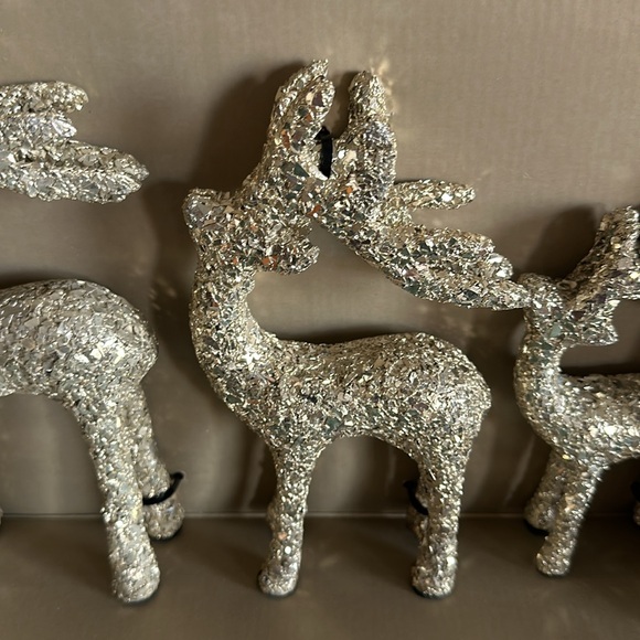 34th & Pine Gold Shimmer Sparkle Reindeer Set of 3 Holiday Christmas NEW - Picture 3 of 6